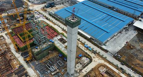 80米高煙囪、提前14天封頂！